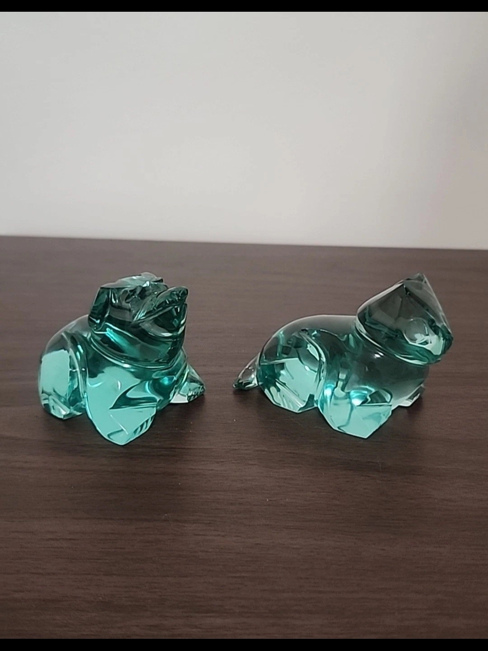 Aqua Glass Dog & Cat Figurines - Set of 2